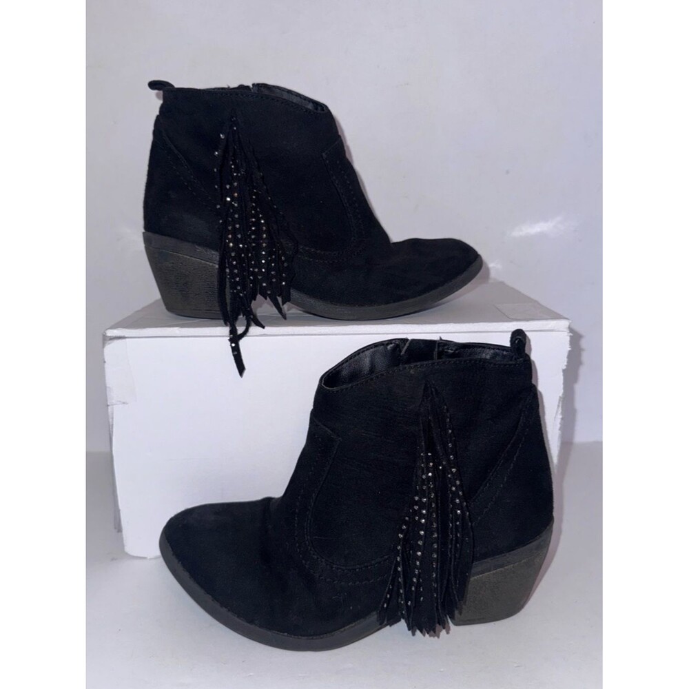 wonder nation size 1 Black Suede Fringe Ankle Booties